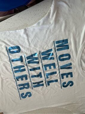 Zumba Fitness White Tank Top with Blue Graphic